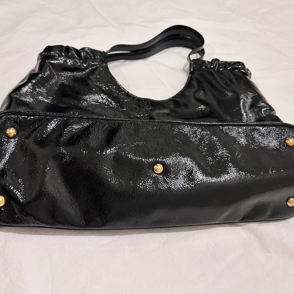 Yves Saint Laurent Patent Leather YSL Tote Bag Large Black Shoulder Bag - Picture 4 of 6